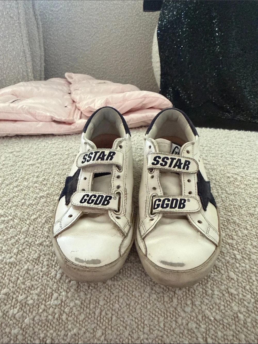 Golden Goose Kids White Sneakers with Black Star and Heel